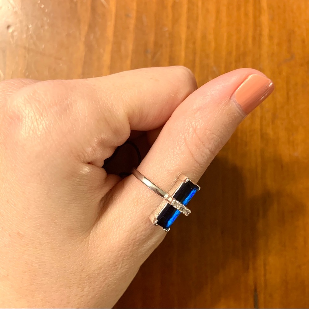 Penny+Grace Blue Baguette Ring